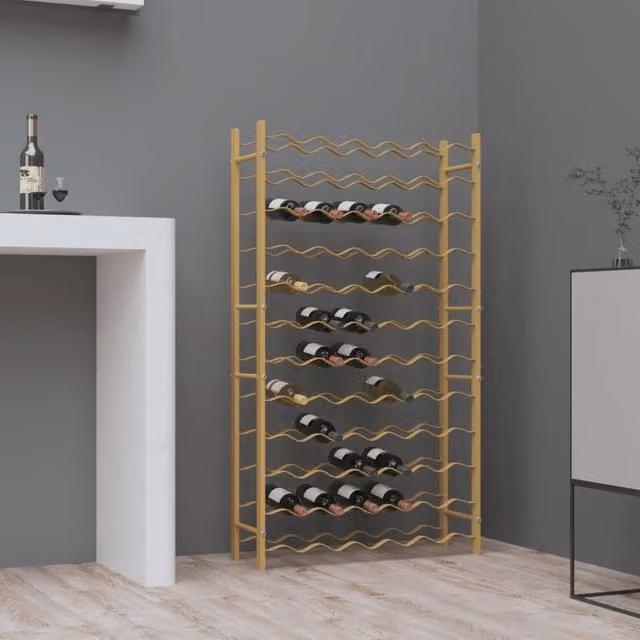 Berkfield Home Gold Metal Wall Mounted Modern Wine Rack for 72 Bottles