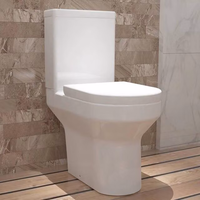 PAWNORA Rimless Close Coupled Ceramic Toilet in White, W/D/H: 37.5 x 43.0 x 83.5 cm