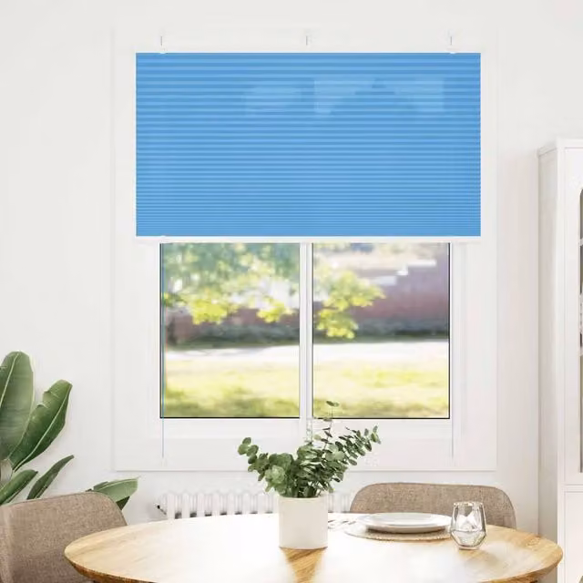 Berkfield Home Single Pleat Blue Polyester Semi-Transparent Blind W: 110 cm, H: 100 cm