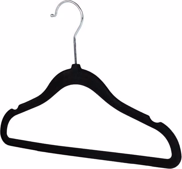 PAWNORA Non-slip Velvet Coat Clothes Hangers, Black, Pack of 20