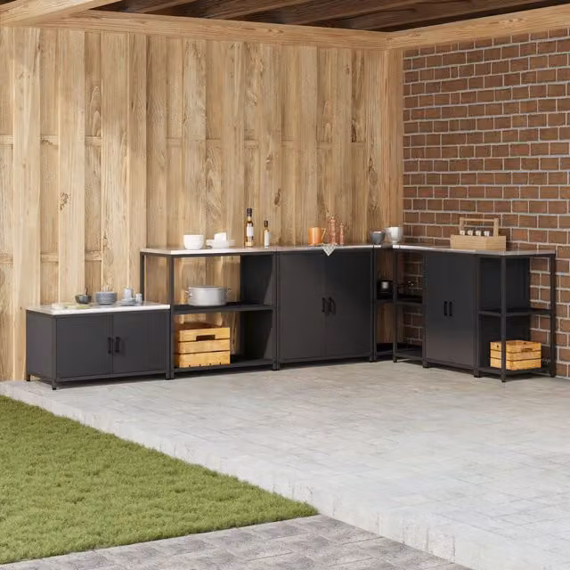 Berkfield Home Kitchen Storage Shelf in Black Matt Metal