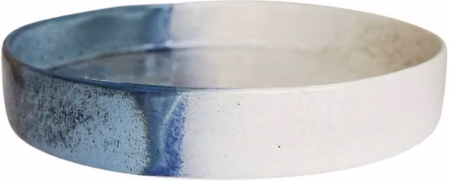 Ivyline Bowen Ceramic Dipped Candle Plate, White and Blue, D29cm, H5cm