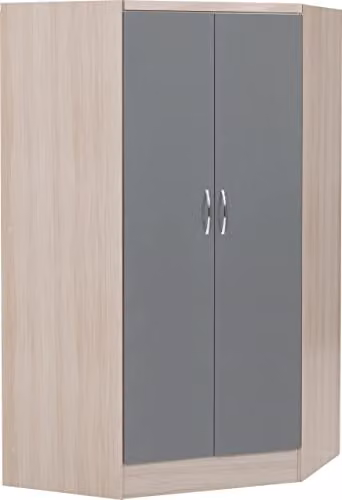 Seconique Nevada 2 Door Corner Wardrobe in Grey Gloss