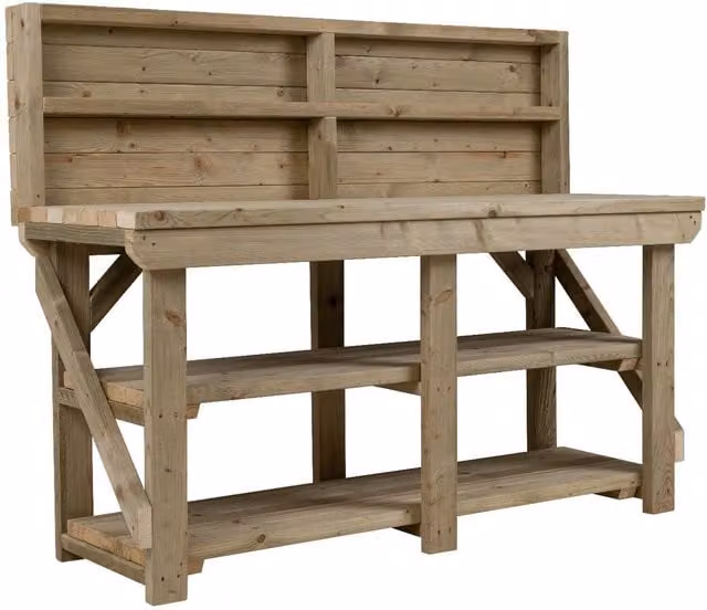 Arbor Garden Solutions Multi-colour Wooden Indoor Outdoor Workbench with Back Panel, Pegboard and Double Shelf