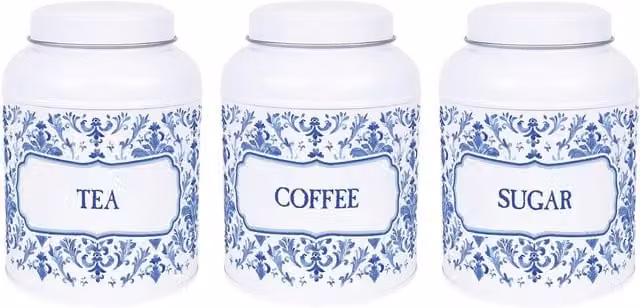 Purely Home Oriental Ink Hot Chocolate Canister with Domed Lid in Blue and White Metal