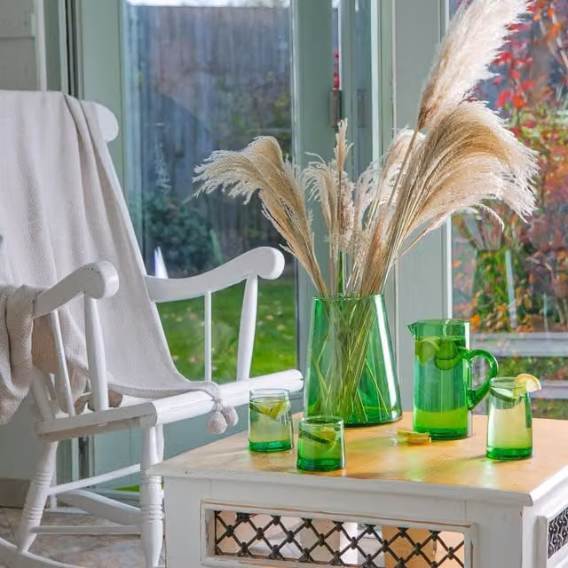 Nicola Spring 20-Piece Recycled Green Glassware Set of Highball and Whisky Tumblers