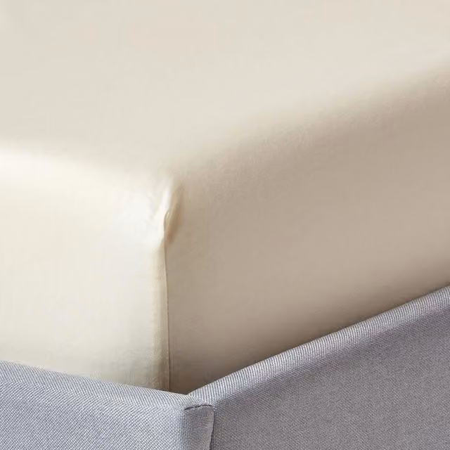 Homescapes Organic Egyptian Combed Cotton Extra Deep Fitted Sheet, Beige/Yellow, 90 x 200 cm