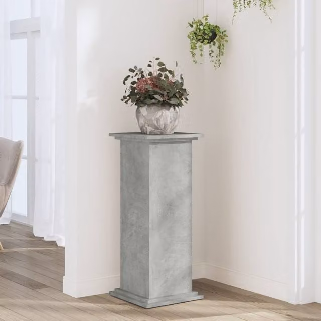 Berkfield Home Modern Plant Stand in Grey Engineered Wood, W/D/H: 33 x 33 x 80 cm