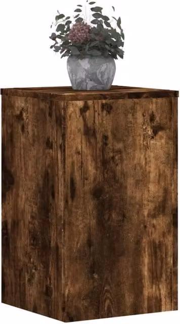 Berkfield Home Set of 2 Modern Smoked Oak Plant Stands in Brown, W/D/H: 30 x 30 x 50 cm