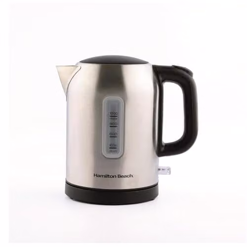 Hamilton Beach Stainless Steel Electric Kettle with Auto Shut Off, 1L, Silver and Black