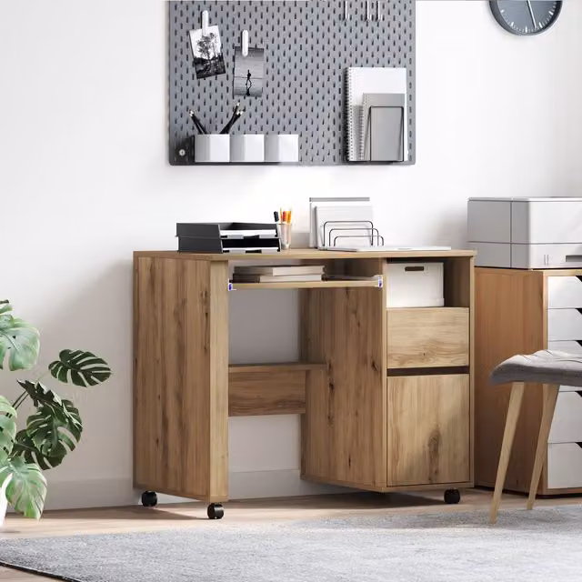 Berkfield Home Artisan Oak Computer Desk in Brown Engineered Wood