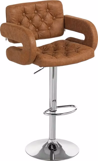 HOMCOM Brown PU Leather Upholstered Swivel Bar Stool with Armrests and Footrest, Height Adjustable