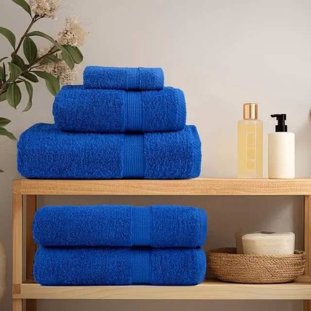 Berkfield Home SOLUND Premium Cotton Terry Bath Towels, Blue, 10 Pack, W: 100 cm, L: 150 cm, 600gsm