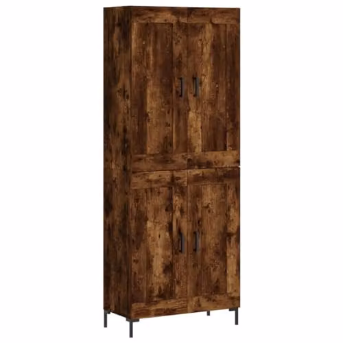 vidaXL Highboard Sideboard in Brown Smoked Oak, Storage Cabinet with Doors and Shelves for Bedroom, Living Room or Office, W/D/H: 180 x 69.5 x 44.6 cm