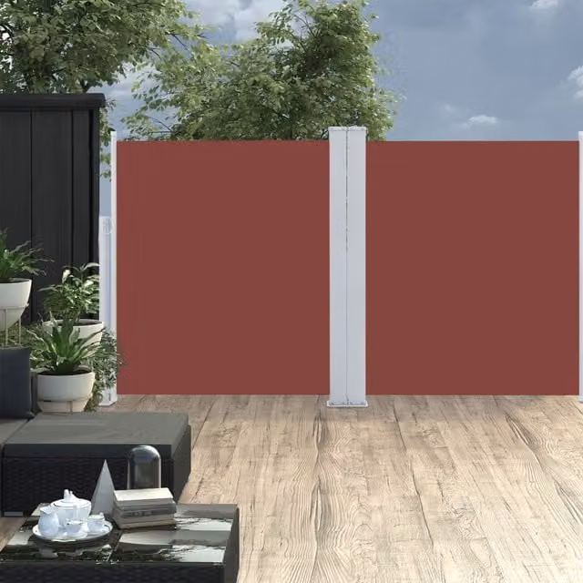 Berkfield Home Brown Retractable Polyester Roller Side Awning, W/H: 600 x 140 cm