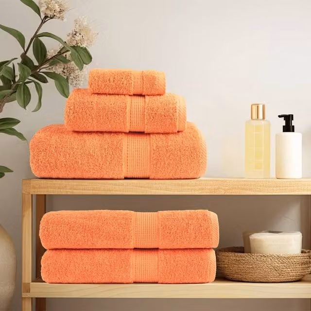 Berkfield Home SOLUND Premium Cotton Terry Towels, Orange, 10 Pack, W: 100 cm x L: 200 cm, 600 gsm