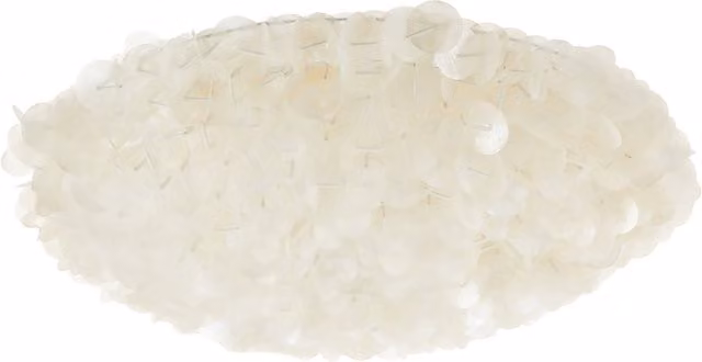 Orsina Capiz Wire Framed Metal Display Platter in Silver and White, W/D/H: 35.0 x 35.0 x 1.0 cm