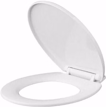 Marco Paul White Wooden Oval Soft Close Standard Toilet Seat with Chrome Fittings
