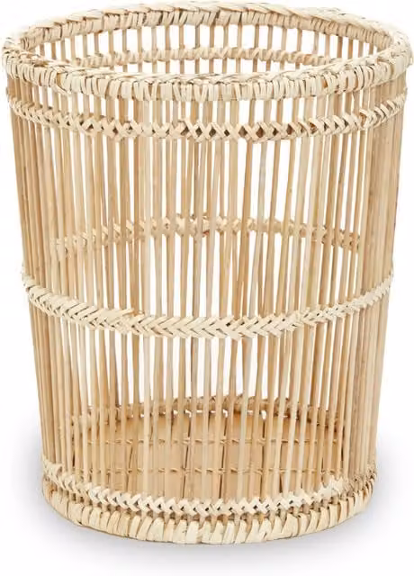 Orsina Ezell Natural Rattan and Bamboo Waste Paper Bin in Brown and Beige
