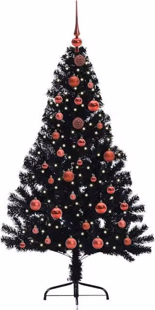 Berkfield Home Beautiful Pre-lit Artificial Christmas Tree in Black, Height: 150 cm
