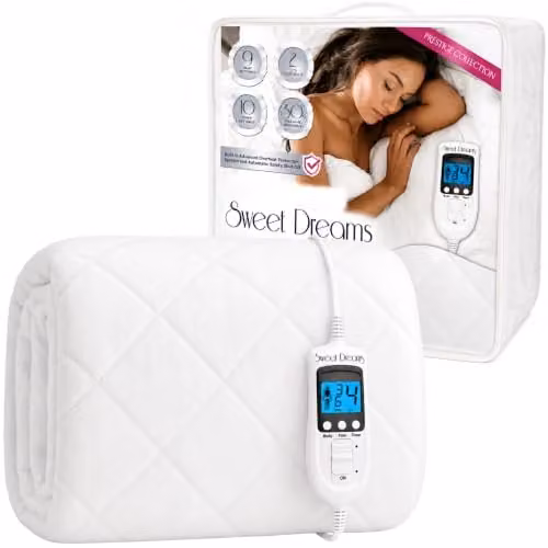 Sweet Dreams Plush Fleece Heated Mattress Cover, White, W/D/H: 200 x 107 x 40 cm