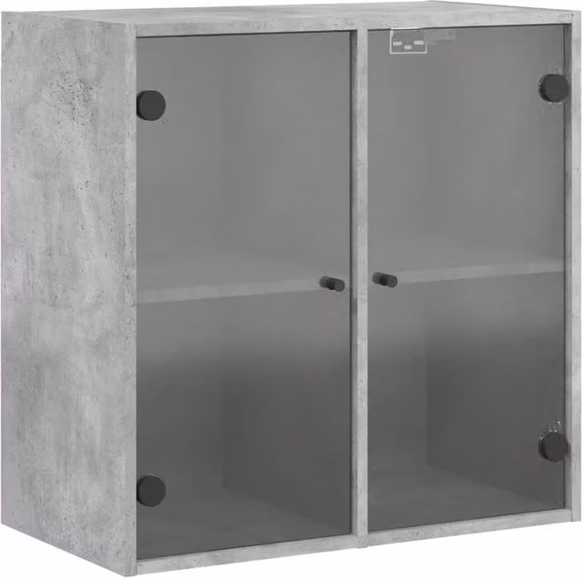 Berkfield Home Wall Mounted Cabinet with Glass Doors in Concrete Grey, W/D/H: 68 x 37 x 68.5 cm