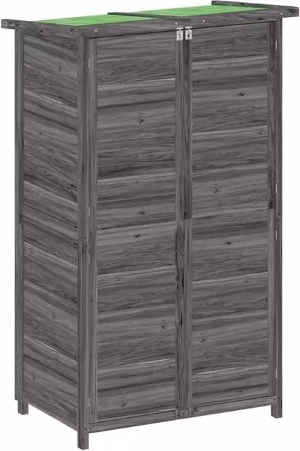 Berkfield Home Grey Pent Garden Tool Shed in Rustic Solid Wood, W/D/H: 83 x 57 x 140 cm