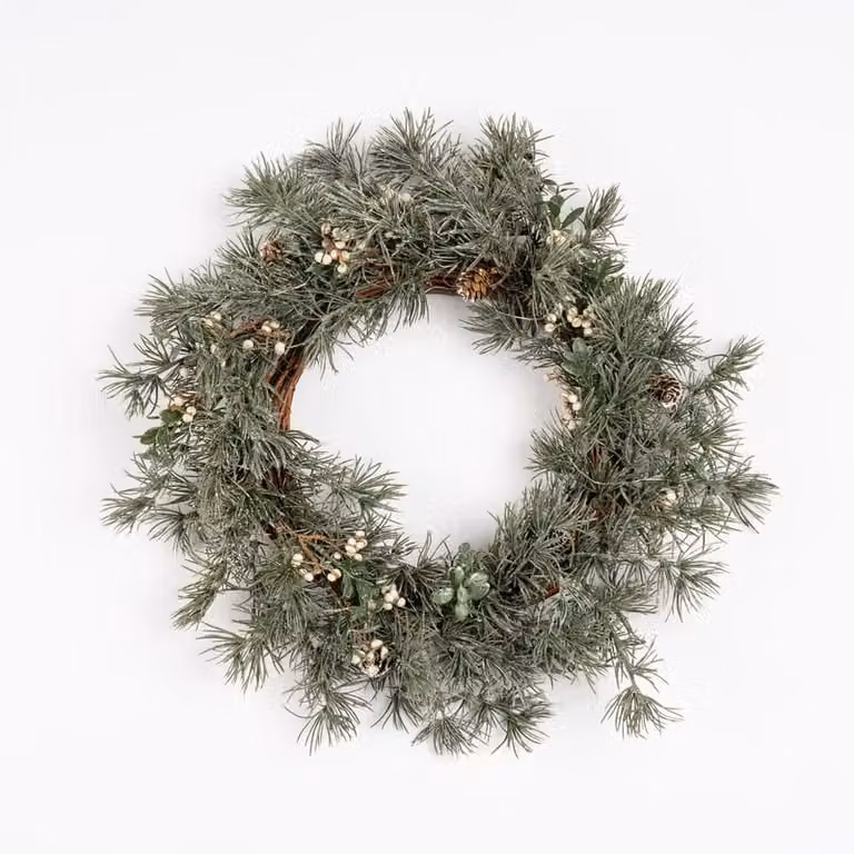 Scottish Everlastings Ltd Green Natural Feel Christmas Wreath with Lights, Diameter: 40 cm