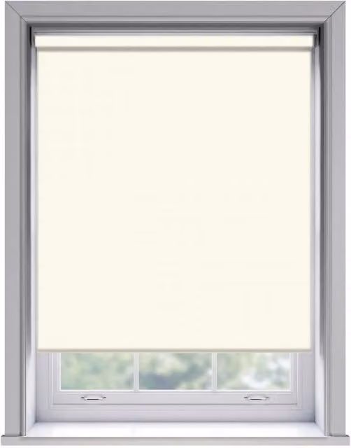New Edge Blinds Cream Thermal Blackout No Drill Adhesive Roller Blind, W: 120 cm, H: 170 cm