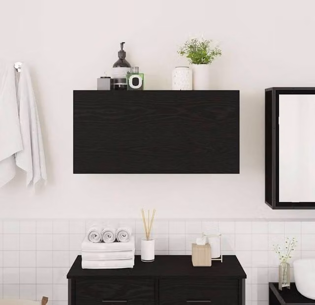 Berkfield Home Black Decorative Bathroom Wall Cabinet W: 80 cm, D: 25 cm, H: 40 cm