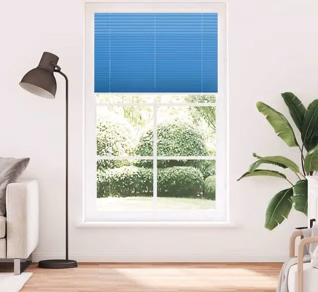 Berkfield Home Blue Single Pleat Polyester Cord Blind, W: 115 cm, H: 200 cm