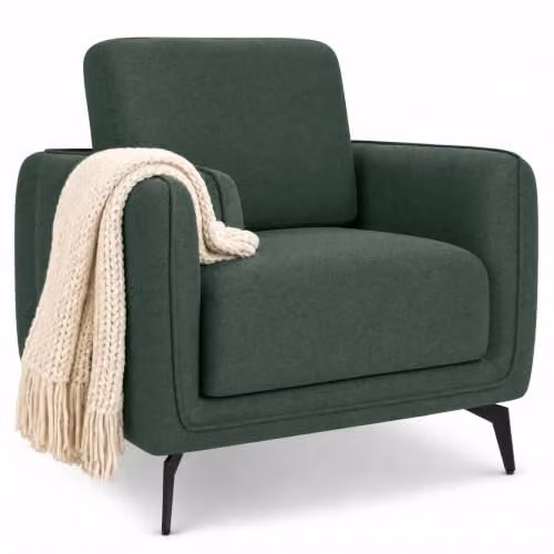 Bravich Brixton Modern Tub Armchair in Green Fabric with Solid Wood Frame and Foam Cushions