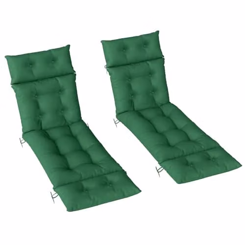 Outsunny Set of 2 Green Sun Lounger Cushions, W/D/H: 190 x 56 x 10 cm