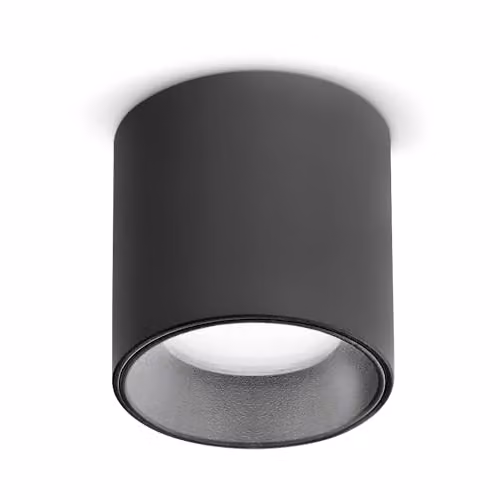 Netlighting DOT LED Surface Mounted Cylinder Downlight, Black, 3000K Warm White, Non-Dim