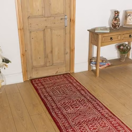 runrug Afrikans Red Hallway Runner Rug, Machine Woven Polypropylene, W/D/H: 70 x 210 x 0.9 cm