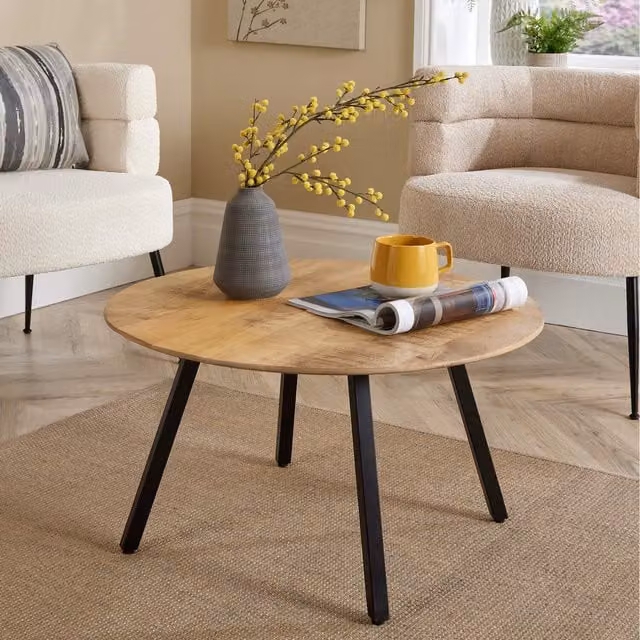 Home Source Caribou Round Mango Wood Coffee Table in Brown