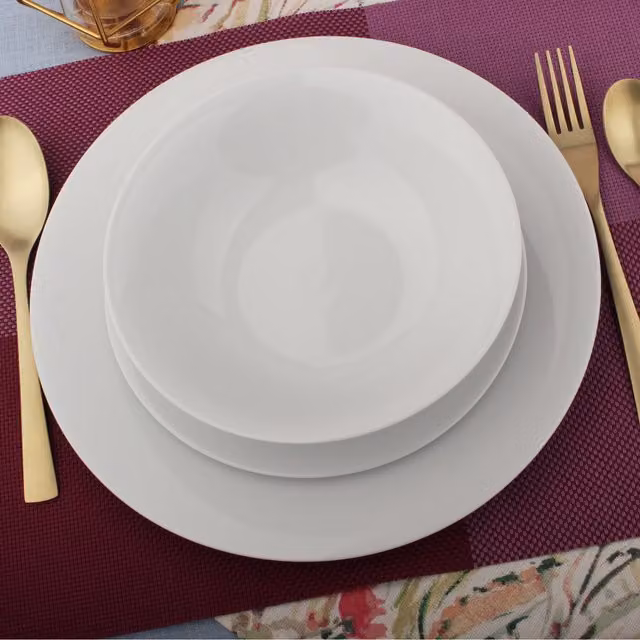 Glim & Glam 12-Piece White Porcelain Dinner Service Set