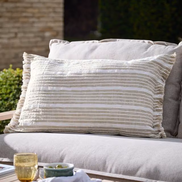 Make It A Home Scandinavian Striped Rectangular Outdoor Cushion Cover in Beige and Yellow