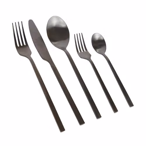 Argon Tableware 40 Piece Matte Black Stainless Steel Cutlery Set for 8 People