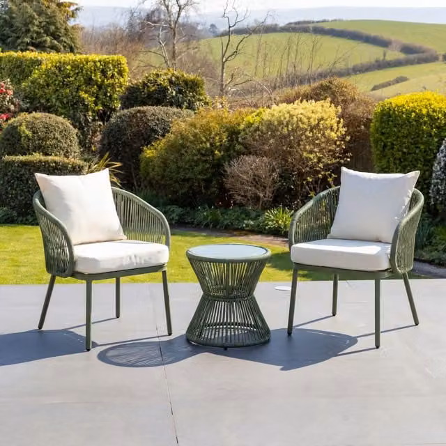 Artemis Home Florent Polyrattan Patio Bistro Set in Green and Beige