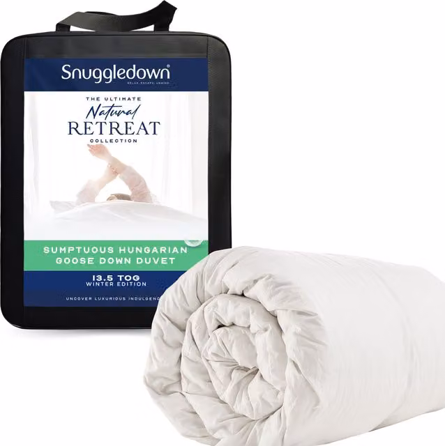 Snuggledown Retreat Hungarian Goose Down 13.5 Tog Duvet, White, Super King