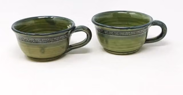 Verano Spanish Ceramics Torres Ferreras Mediterraneo Hand Dipped Stoneware Tea Cups, Set of 2, Green, W: 12 cm, H: 6.5 cm