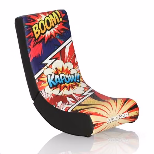 X Rocker Multicolour Abstract Fabric Gaming Floor Rocker Chair for Children