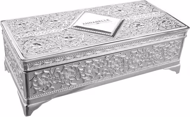 Personalised Memento Company Women's Classic Antique Silver Plated Jewellery Box in Metallic Silver