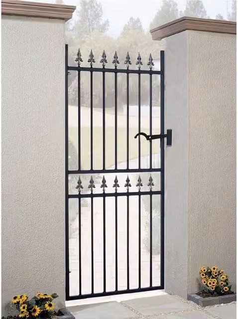 Burbage Iron Craft Corfe Spear Top Tall Single Swing Gate in Black Galvanised Steel, W: 76.2 cm, H: 177.8 cm