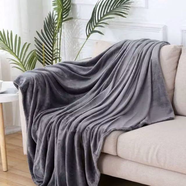 PAWNORA Extra Large Dark Grey Fluffy Faux Fur and Fleece Blanket