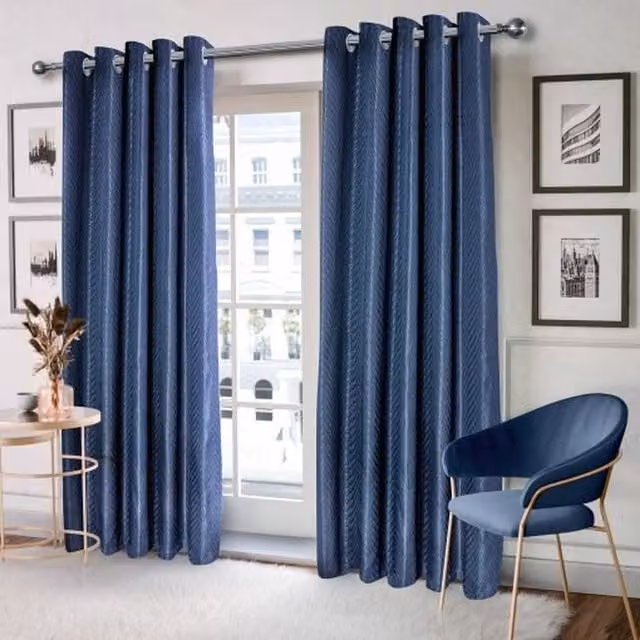 NewEdgeBlinds Wave Woven Jacquard Eyelet Curtains, Red and Blue, Height: 228 cm, Width: 168 cm