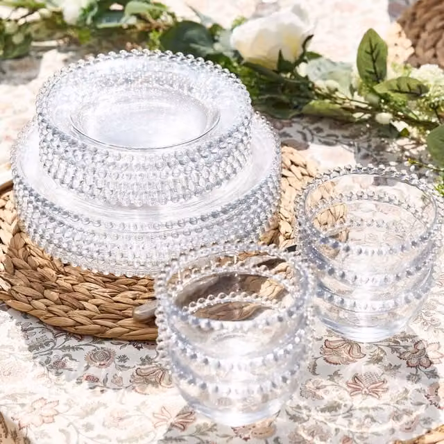 Dibor Bella Perle 12 Piece Glassware Dinner Set in Clear
