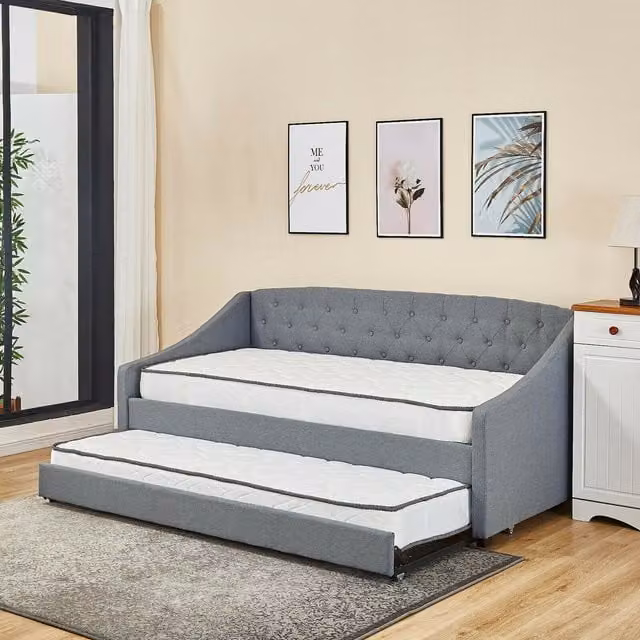 Kosy Koala Modern Upholstered Grey Fabric Daybed with Foam Padding