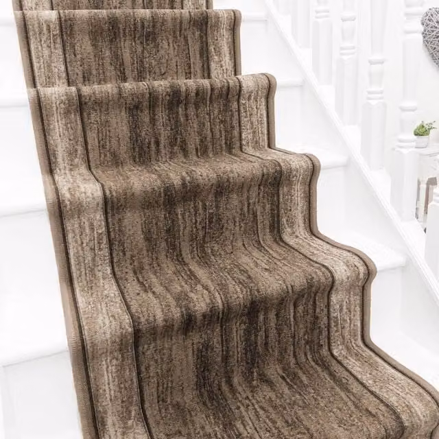 runrug Rama Non-Slip Stair Runner Carpet in Dark Brown, W: 66 cm, L: 450 cm